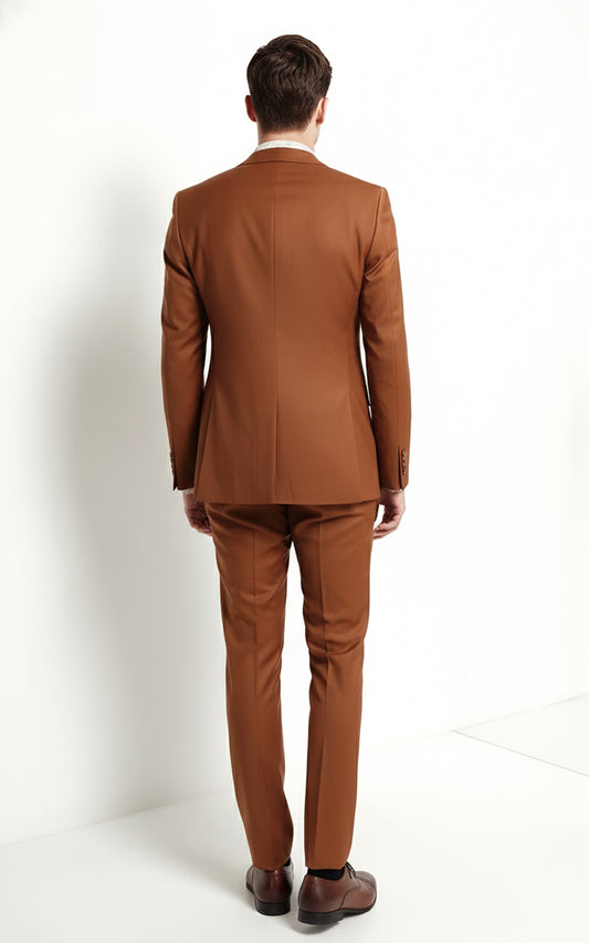 Caramel Tailored Suit Men Business Formal Two Piece Set