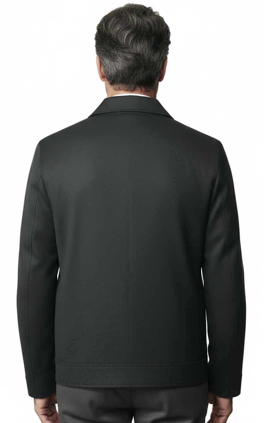 Charcoal Grey Tailored Zip Jacket for Men Business Casual