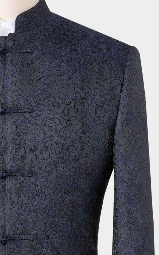 Custom Italian Suit Jacket - Chinese Button Jacquard