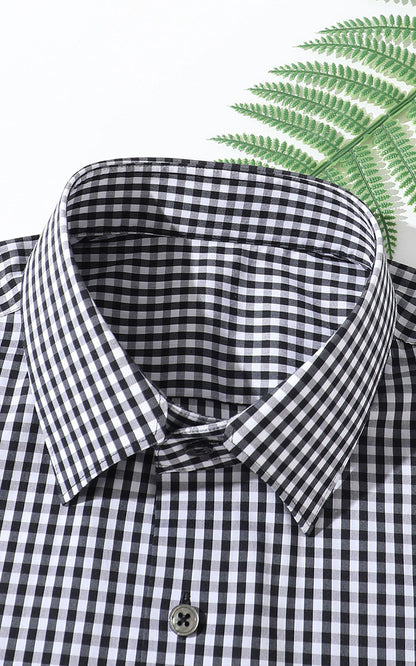 Men's Gray Plaid Shirt - Custom Business Casual