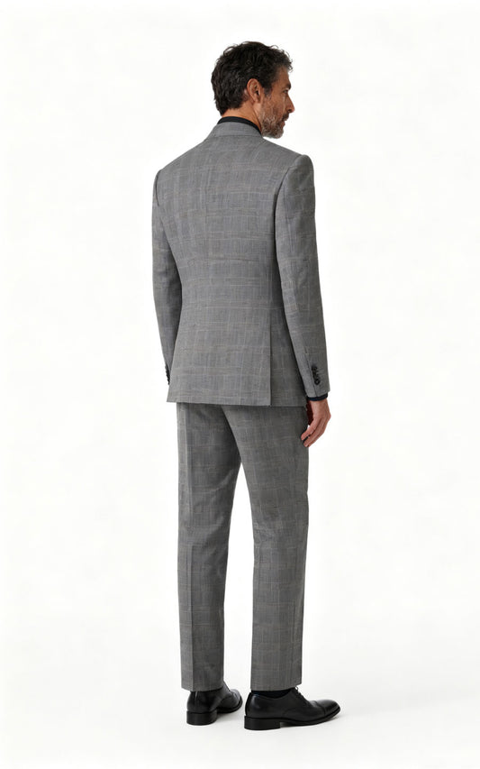 Dark Grey Checkered Bespoke Suit - Custom Tailored