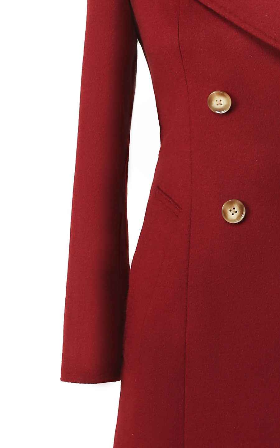 Women's Red Double-Breasted Wool Coat