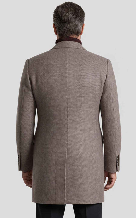 Men's custom overcoat double-breasted light brown autumn/winter