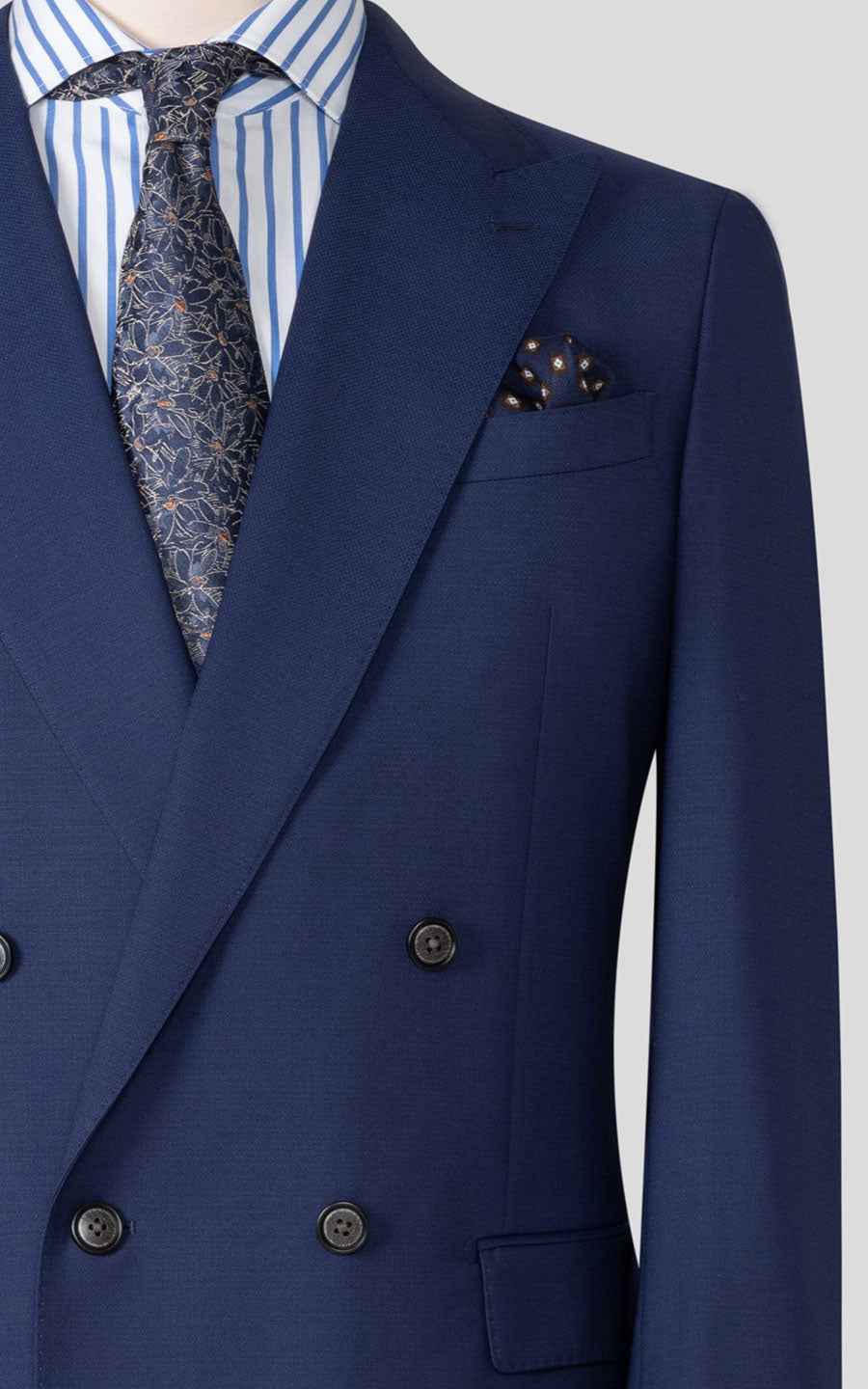 Men's Navy Blue Wool Business Suit Set - Custom Tailored
