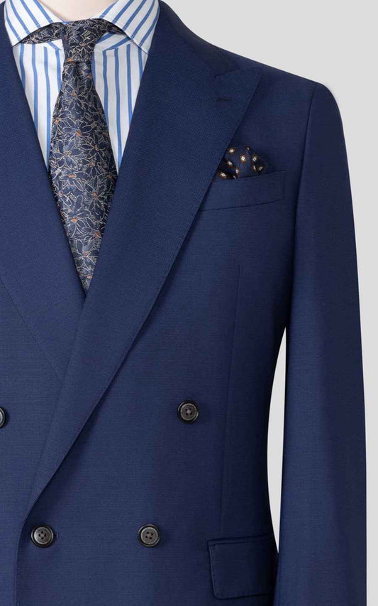 Men's Navy Blue Wool Business Suit Set - Custom Tailored