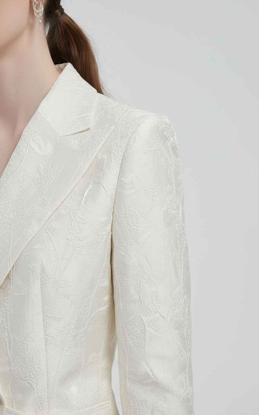 Women's Blazer Set White Wrap Elegant Two Piece