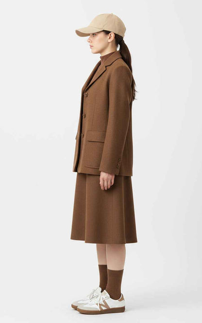 Brown Wool Co-ord Set - Jacket & Skirt | Modern Style
