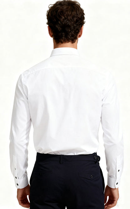 Men's White Embroidered Long Sleeve Custom Shirt
