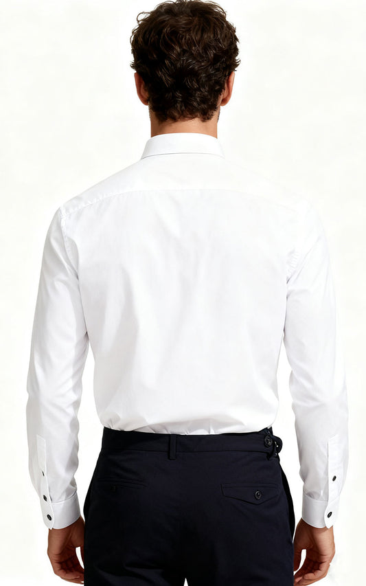 Men's White Embroidered Long Sleeve Custom Shirt