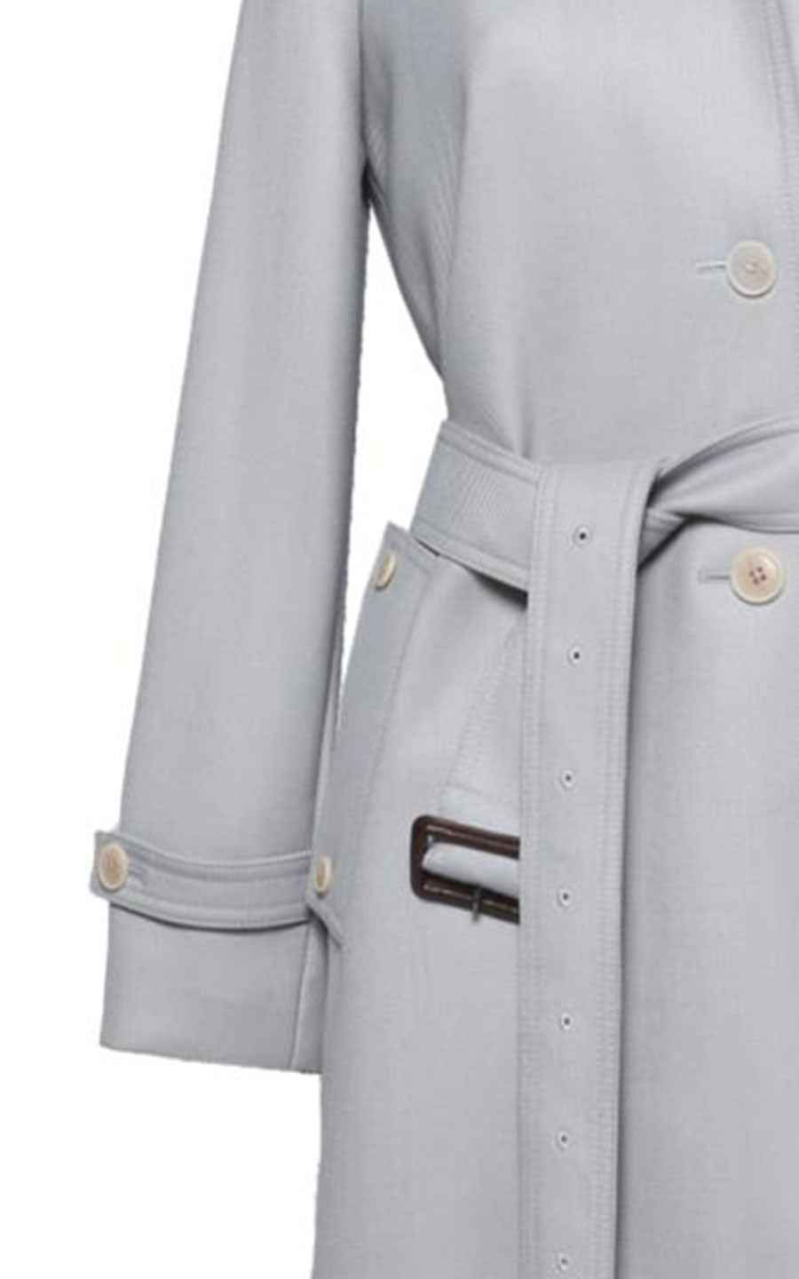 Classic Grey Trench Coat - Belted Women's Outerwear