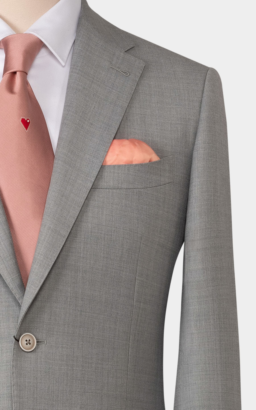Light Grey Satin Suit Fabric Detail - Custom Tailored