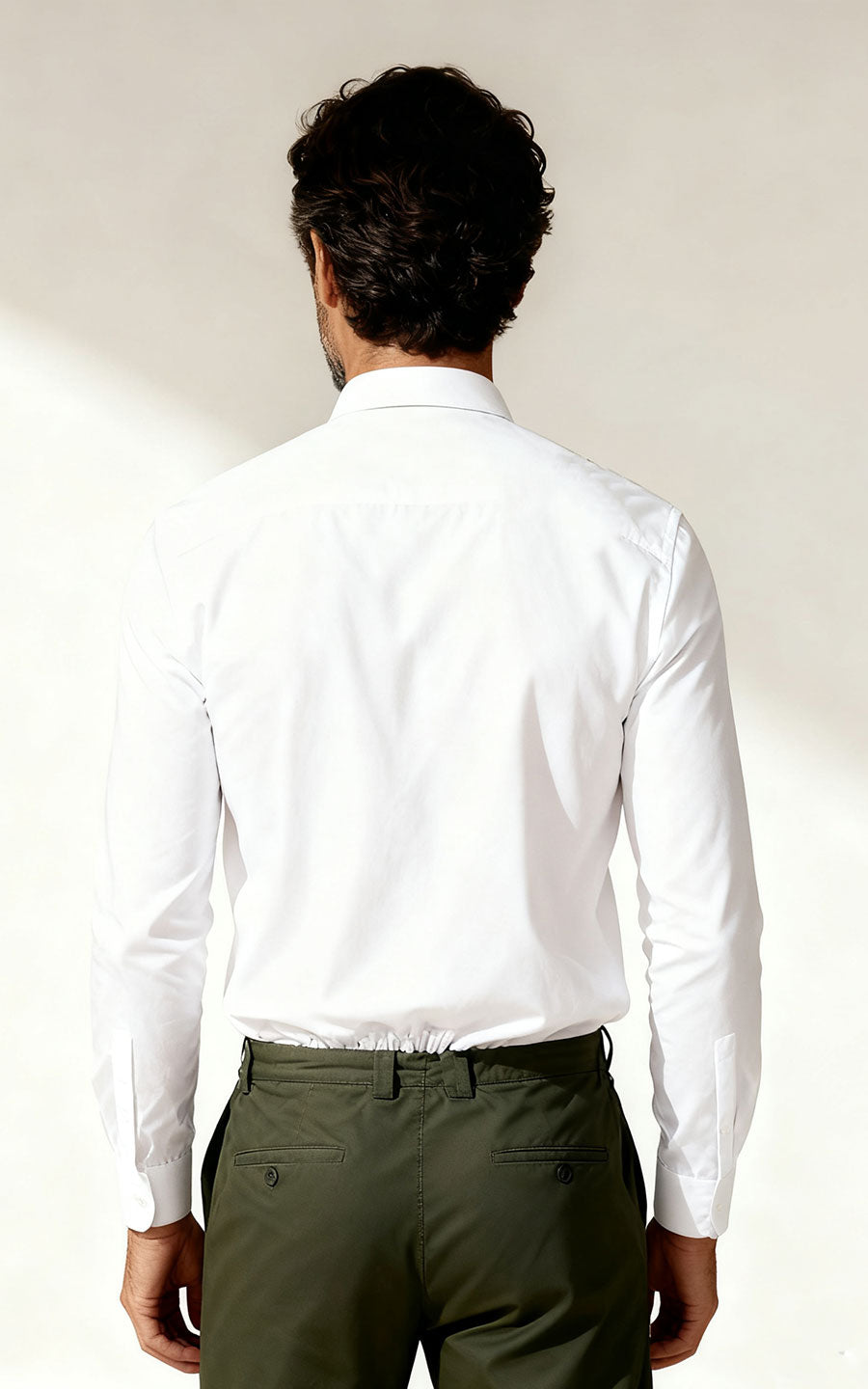 WIAI Pure White Leaf Embroidered Men's Dress Shirt