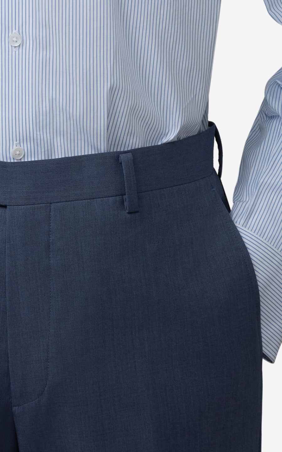 Premium Light Blue Twill Wool - Custom Suit Pants Detail