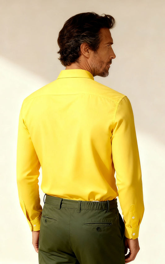 Rich Yellow Linen Long Sleeve Casual Shirt - Louisville