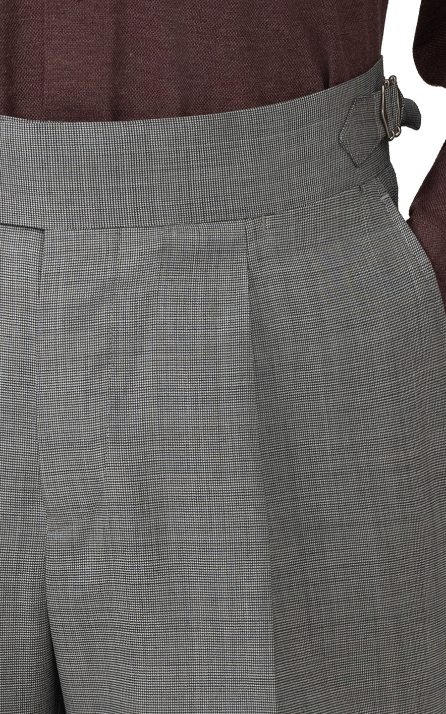 Grey Floral Textured Fabric - Premium Suit Pants Detail