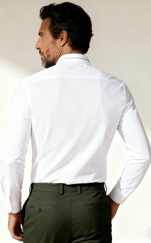Spider Embroidered White Cotton Shirt - Custom Tailored