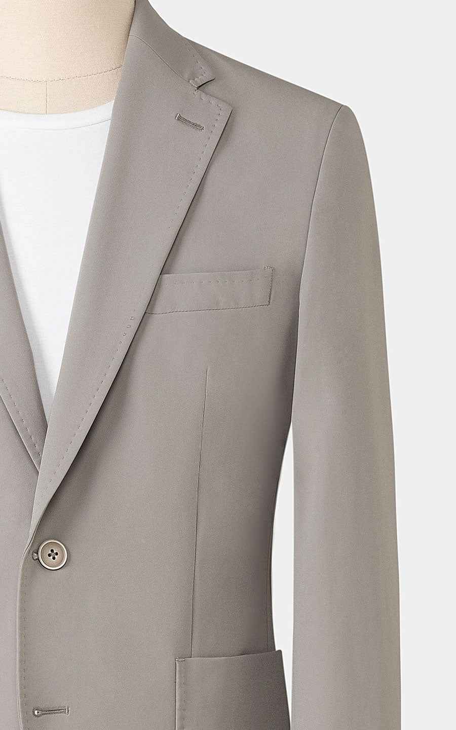 Men's Beige Wool Business Suit - Premium Custom Tailored