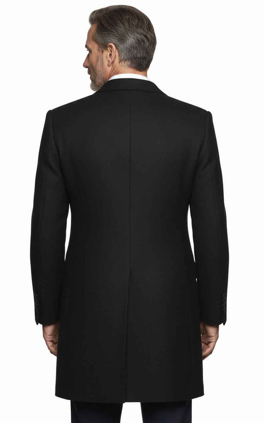 High-end custom black wool men's casual overcoat