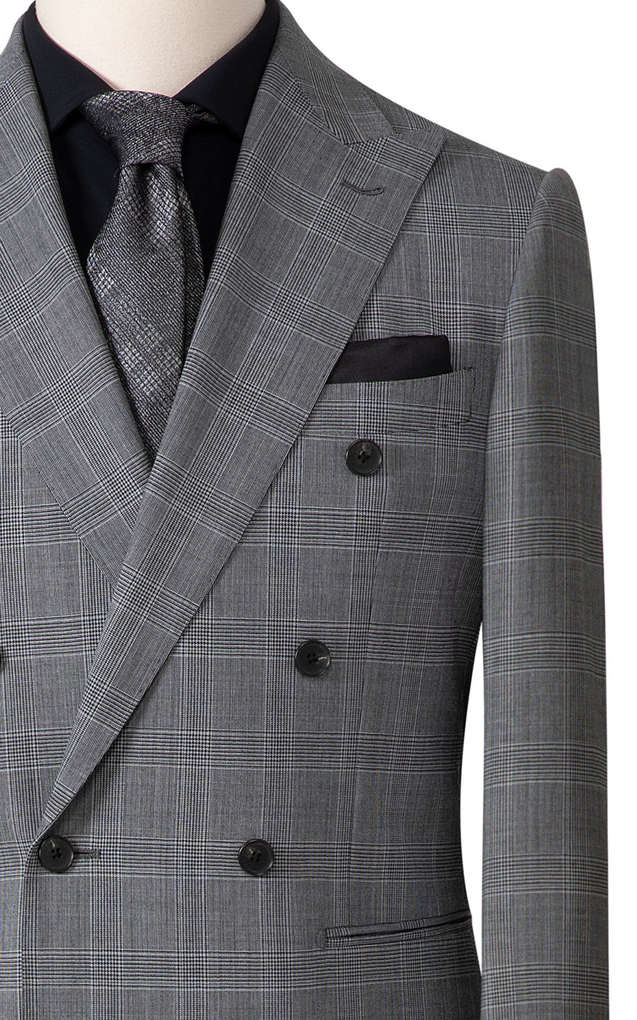 Custom dark grey check suit