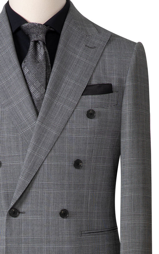 Custom dark grey check suit