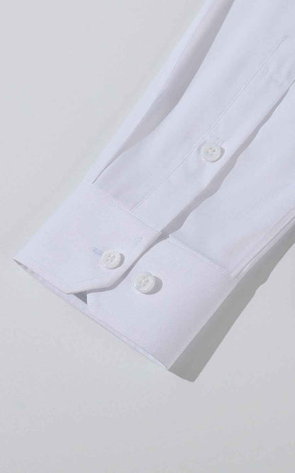 Men's White Heart Embroidered Tailored Dress Shirt