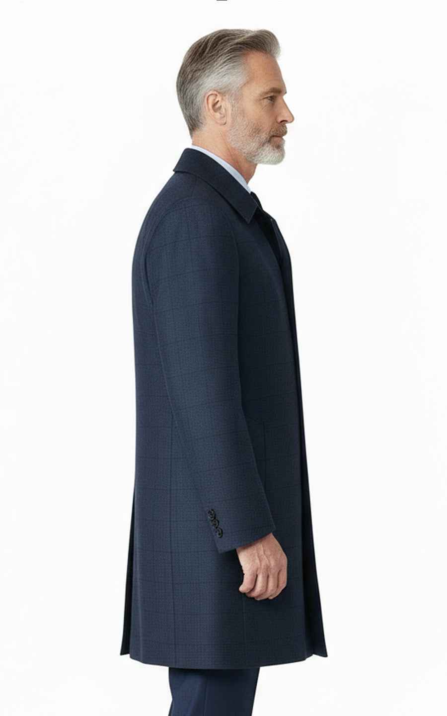 Navy Business Tailored Wool Overcoat Mens Winter Coat