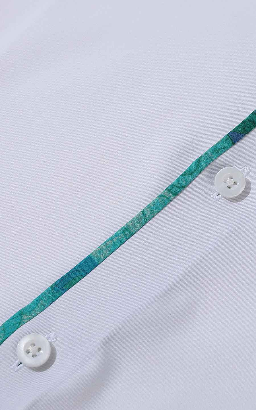 Custom White Dress Shirt with Green Accents - Tailored Fit