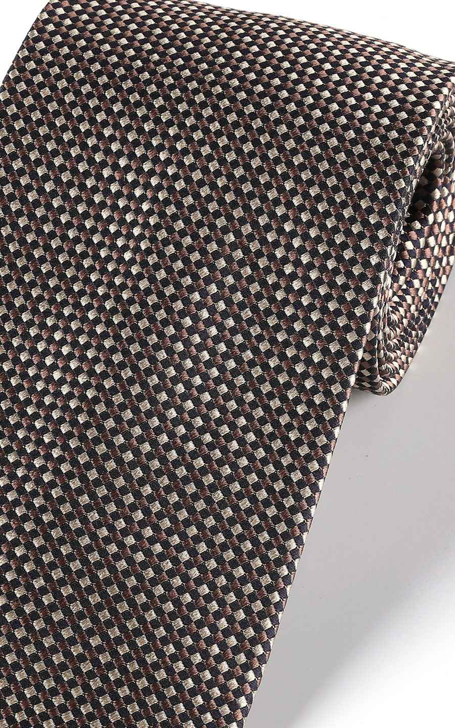 Brown polka dot silk fabric texture - tie detail