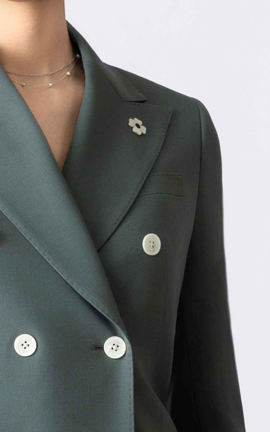 Women's Sage Green Double-Breasted Suit Set