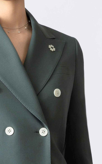 Women's Sage Green Double-Breasted Suit Set