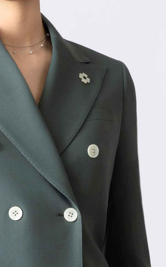 Women's Sage Green Double-Breasted Suit Set