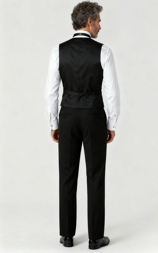 Custom Vest Black Satin Vest - Personalized Formal Wear