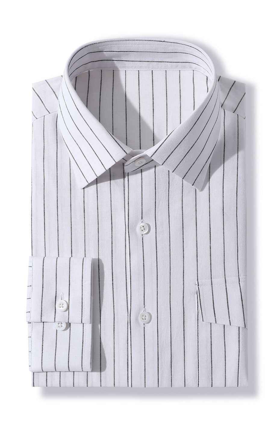 Classic White Striped Men's Casual Shirt - Premium