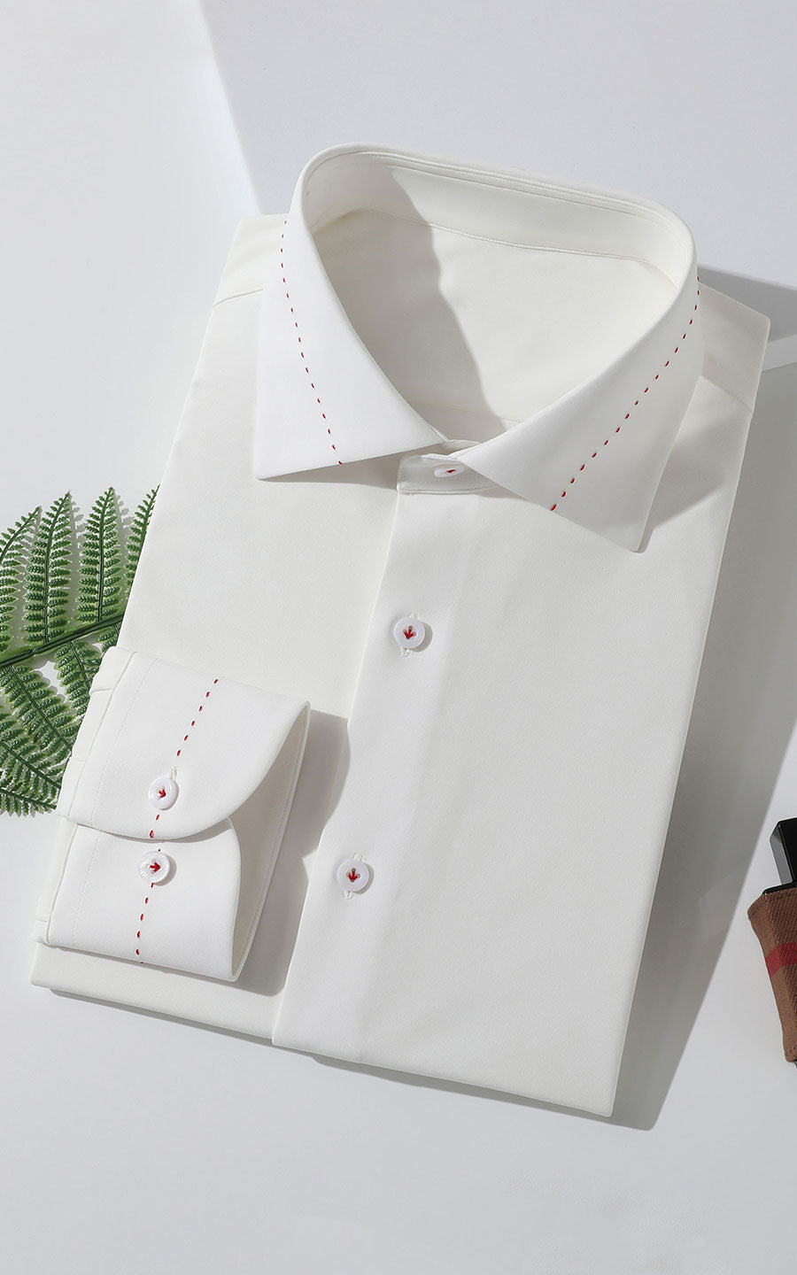 Men's Custom Pearl White Dress Shirt - Business Style
