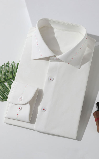 Men's Custom Pearl White Dress Shirt - Business Style