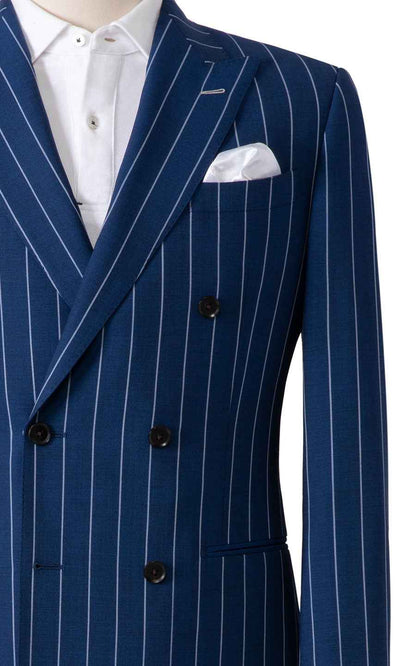tailored suits Navy Blue Pinstripe Wool Suit Set - Tailored Fit