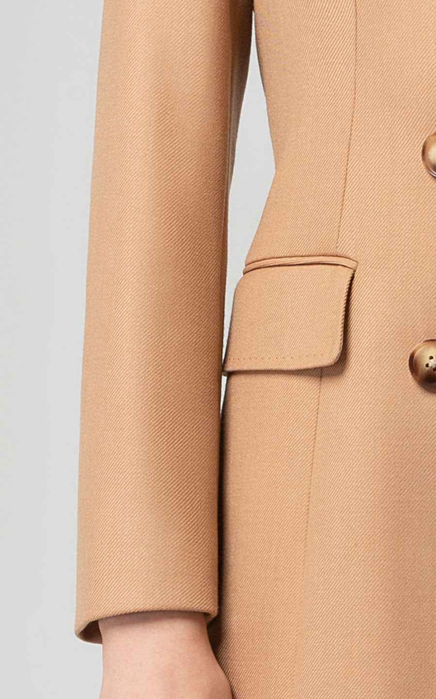 Women's Double-Breasted Camel Blazer - Professional Style