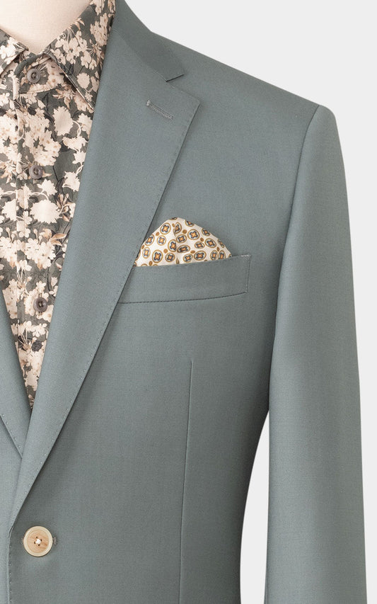 Custom Light Green Suit Detail - Twill Fabric Texture