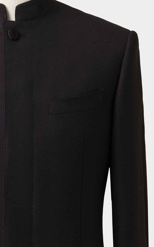 Men's Black Groom Blazer - Golden Bamboo Embroidered