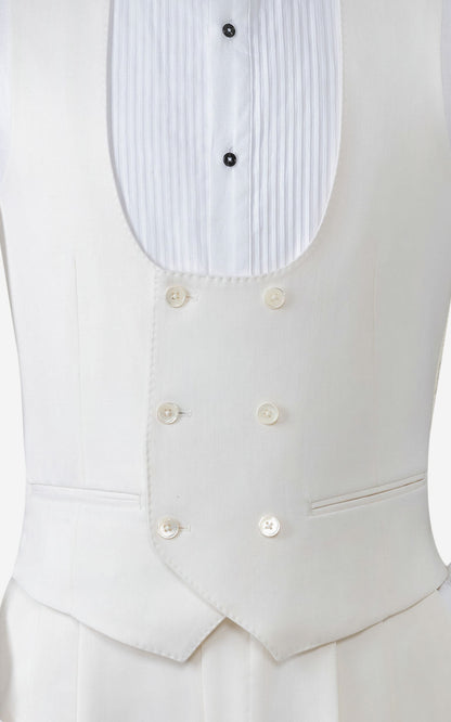 Premium wool cashmere vest - milky white elastic fit