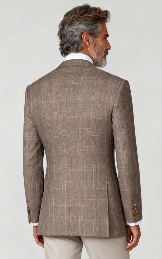 Light Brown Checkered Blazer - Tailored Bespoke Suit