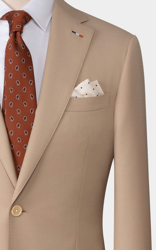 Khaki Twill Suit Detail - Custom Tailored Fabric