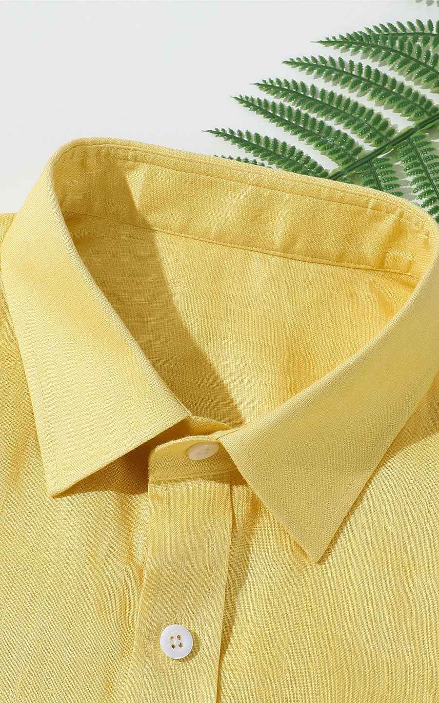 Rich Yellow Linen Long Sleeve Casual Shirt - Louisville