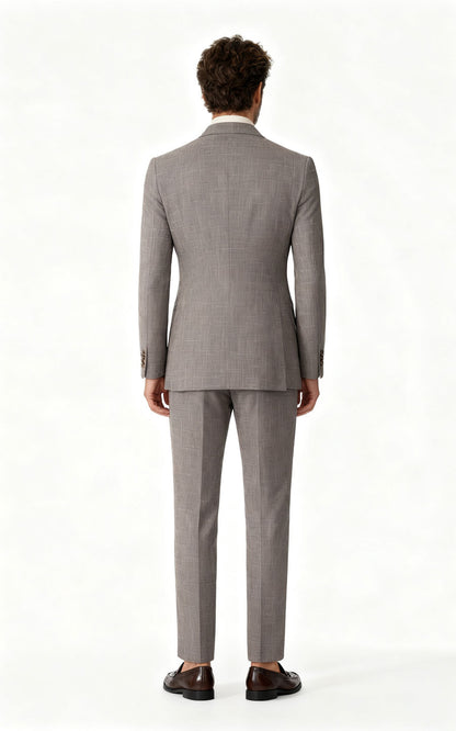 Custom Suit Gray Wool Linen Silk Blend - Tailored Fit
