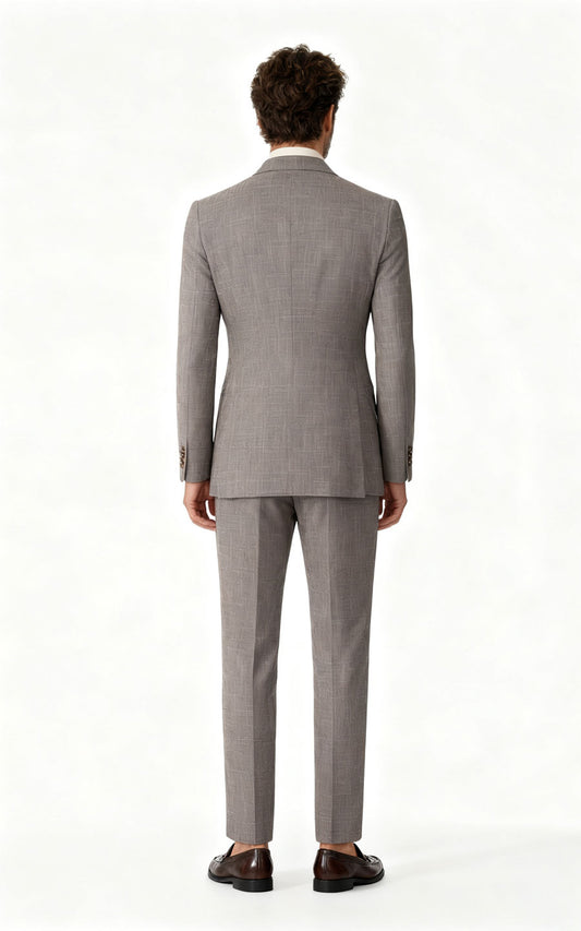 Custom Suit Gray Wool Linen Silk Blend - Tailored Fit