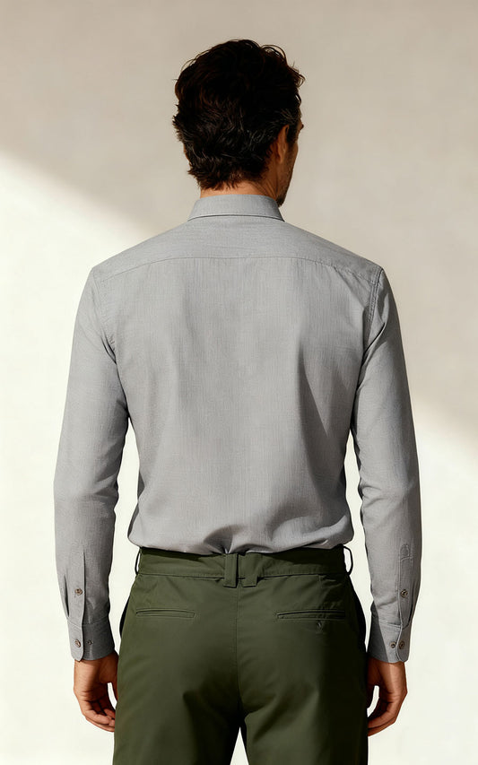 Custom Gray Textured Business Dress Shirt - Tailored Fit