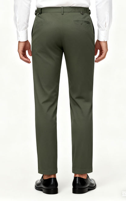 Dark Olive Wool Suit Pants - Premium Men's Trousers