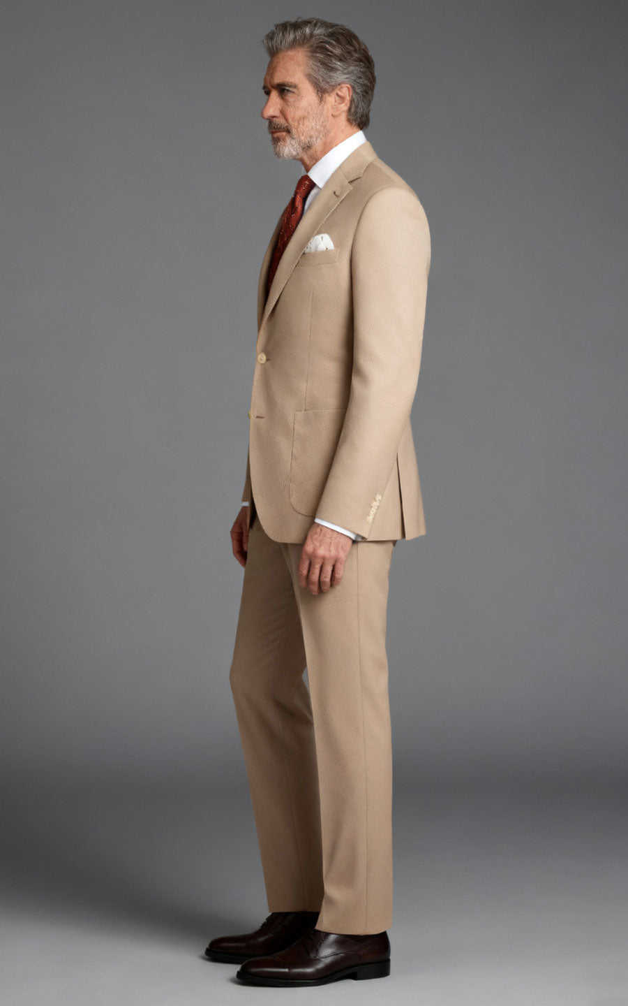 Custom Khaki Twill Business Suit - Tailored Men's Formal