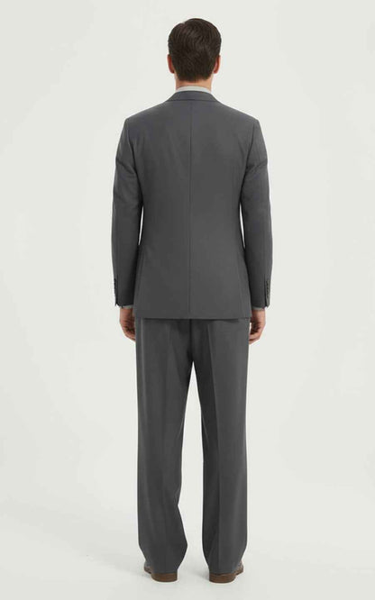 Men's Classic Gray Business Suit - Two Piece Professional Formal Wear