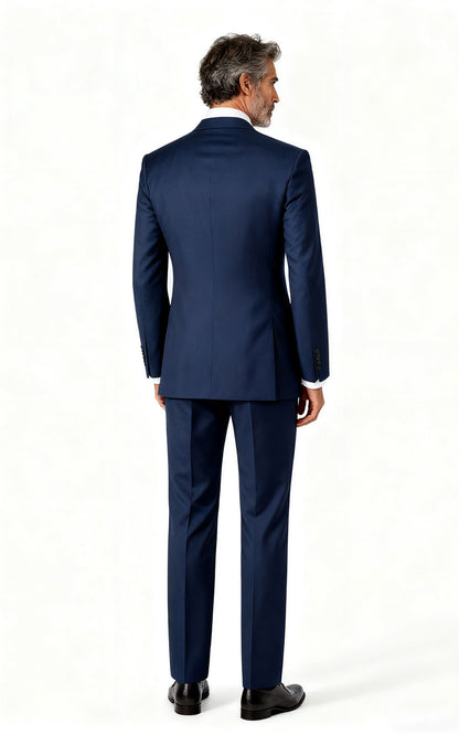 Men's Dark Blue Notch Lapel Business Suit - Custom
